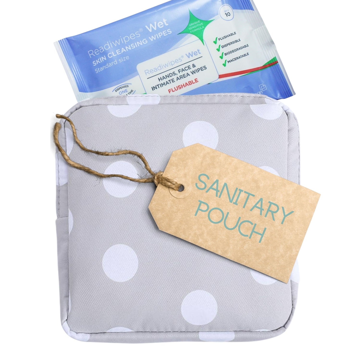 Sanitary Pad Storage Bag: Emergency Kit with Flushable Wipes & Disposal Bags