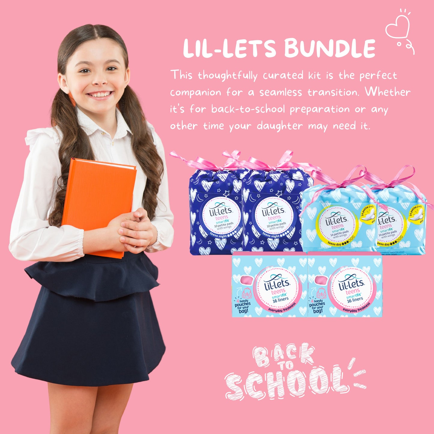 Teen Sanitary Towels Bundle with Lil-Lets Teen Pads, Night Time Pads, Liners & Period Tracker