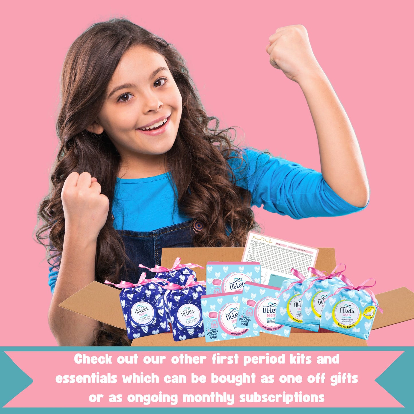 Teen Sanitary Towels Bundle with Lil-Lets Teen Pads, Night Time Pads, Liners & Period Tracker