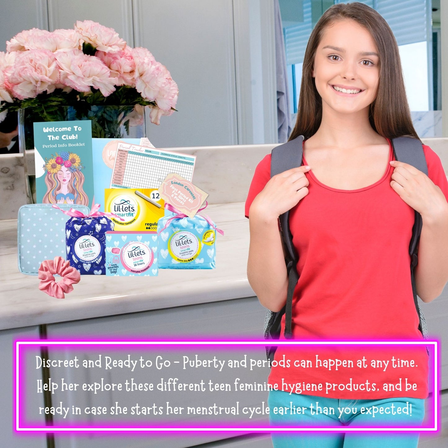 First Period Kit for Girls - Emergency Kit Bag with Sanitary Products