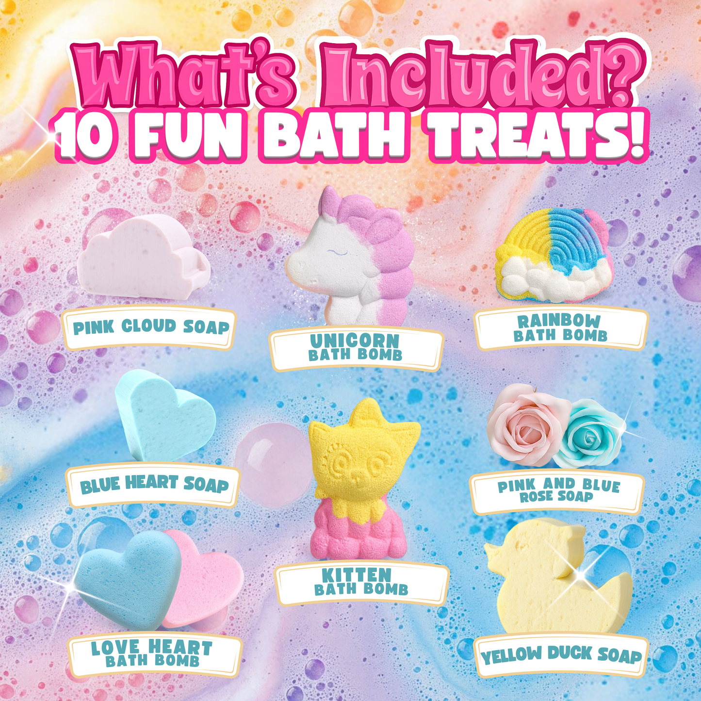 Whimsical Bath Bombs & Soaps Bundle for Kids | Unicorn, Rainbow, Kitten & More