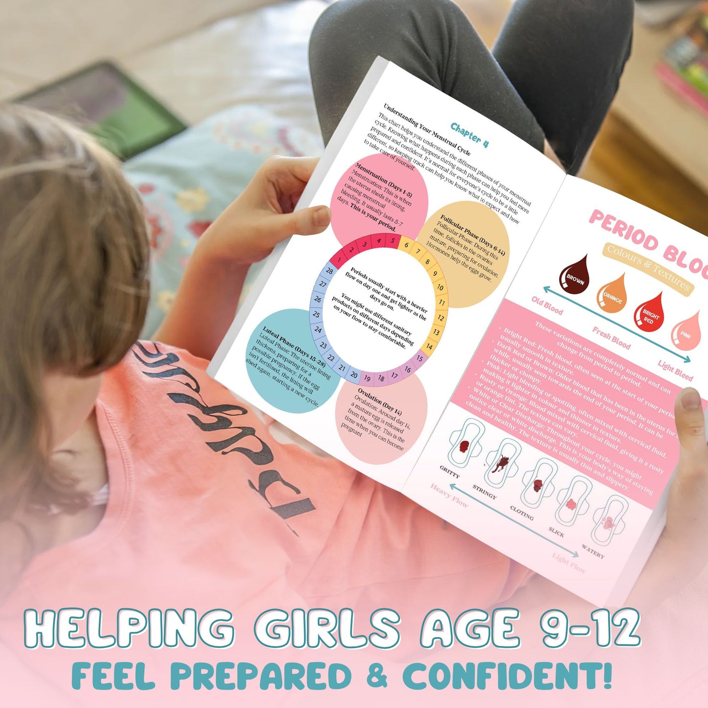 First Period Kit for Girls 9-12 with First Period Club Puberty Book, Lil-Lets Teen Pads, Liners, Storage Bag and a Satin Scrunchie