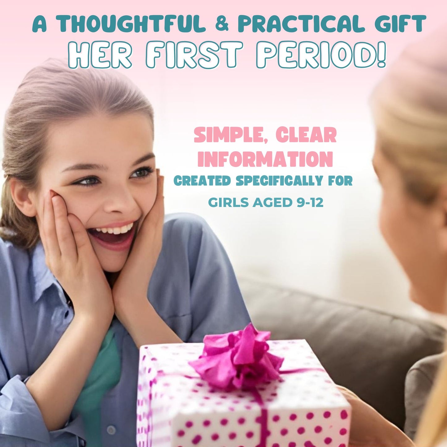 First Period Kit for Girls 9-12 with First Period Club Puberty Book, Lil-Lets Teen Pads, Liners, Storage Bag and a Satin Scrunchie