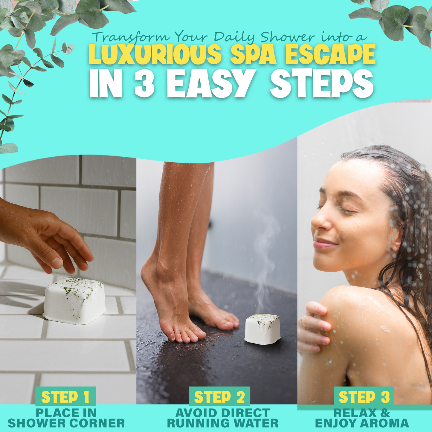 Eucalyptus Shower Steamers Set of 6 – Aromatherapy Tablets for Relaxation & Self Care