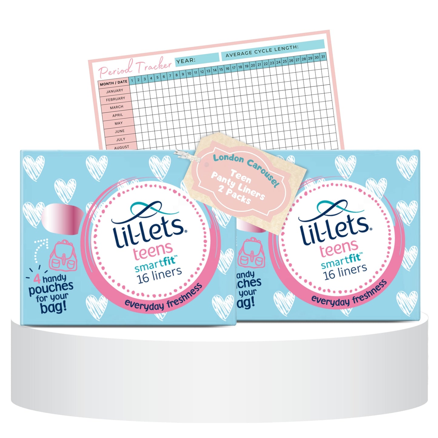 Lil-Lets Teen Smartfit Panty Liners, a 16-pack bundle providing discreet and comfortable protection for teens during menstruation.