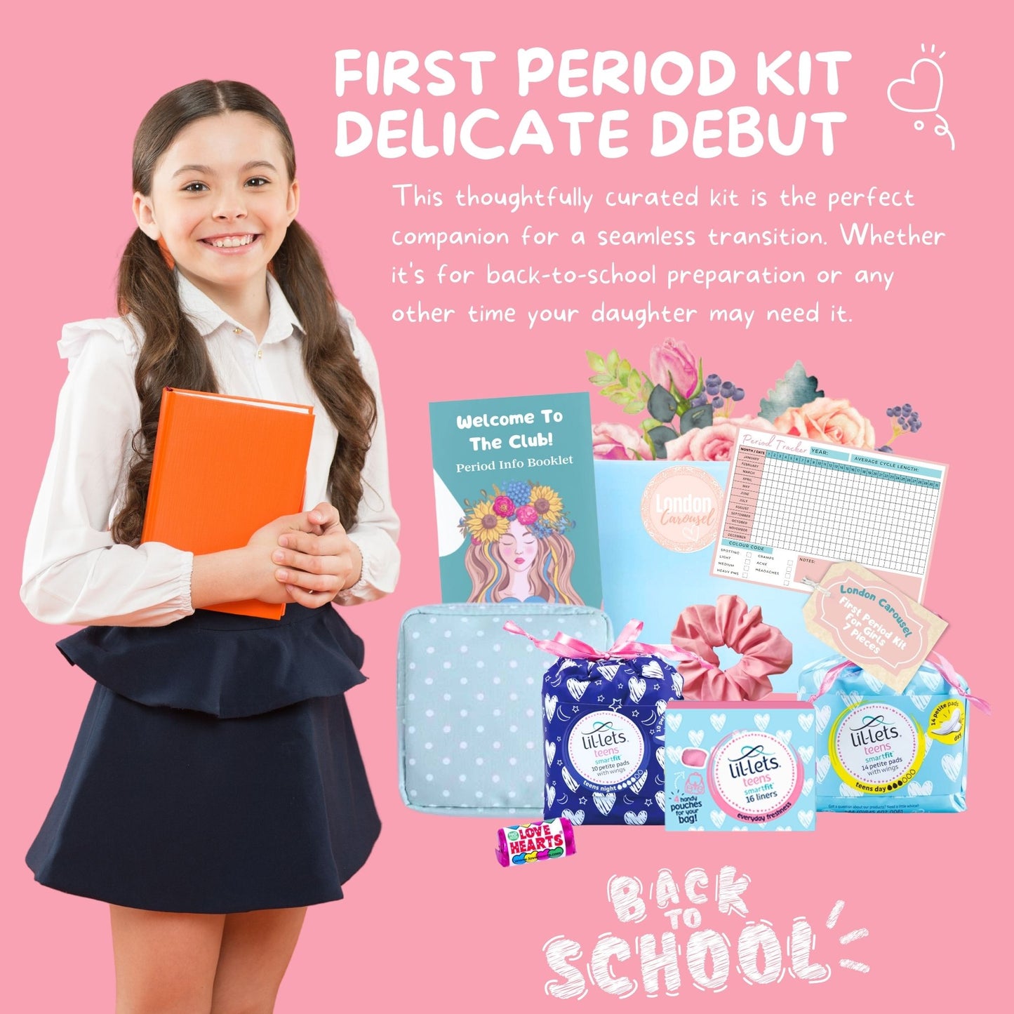 First Period Kit for Girls - Teen Sanitary Towels, Pads, Liners & Info Pack