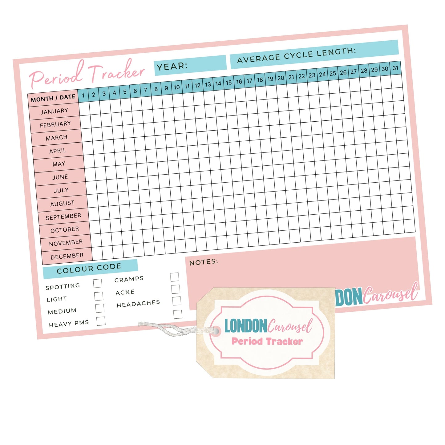 ChatGPT Monitor your menstrual cycle effortlessly with our London Carousel Period Tracker Card. This cute and practical card includes an undated monthly calendar to record cycle details, pain levels, flow intensity, activities, and moods. Perfect for understanding your body and planning ahead with confidence! Ideal gift for girls starting their menstrual journey.