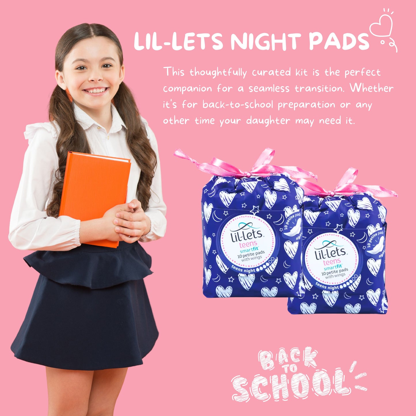 Teen Sanitary Towels Bundle with Lil Lets Night Time Pads x2 and London Carousel Period Tracker
