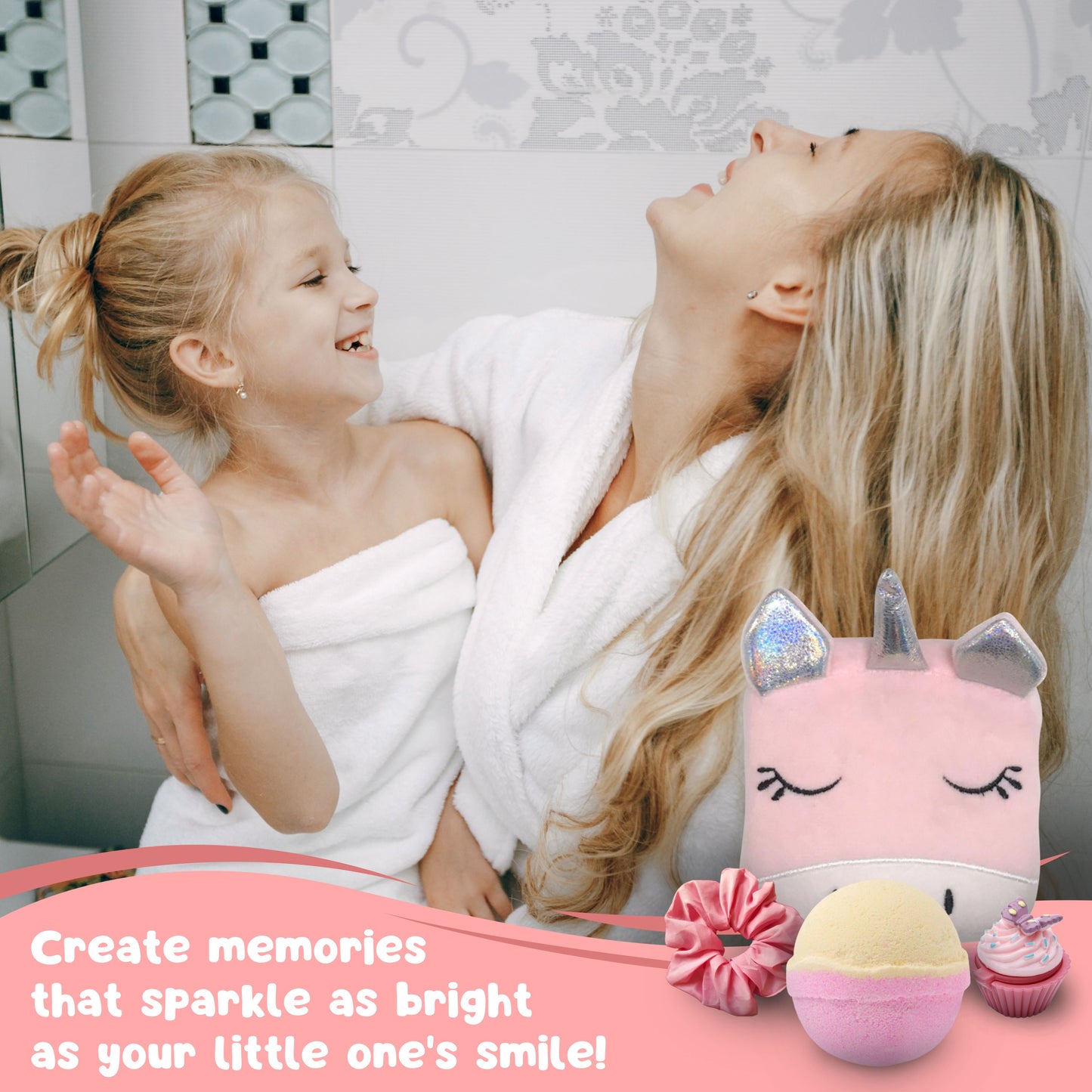 Girls Llamacorn Pamper Set - Sleep Mask, Bath Bomb, Face Mask, Lip Balm, Hair Scrunchie, Unicorn Bath Sponge & Treats