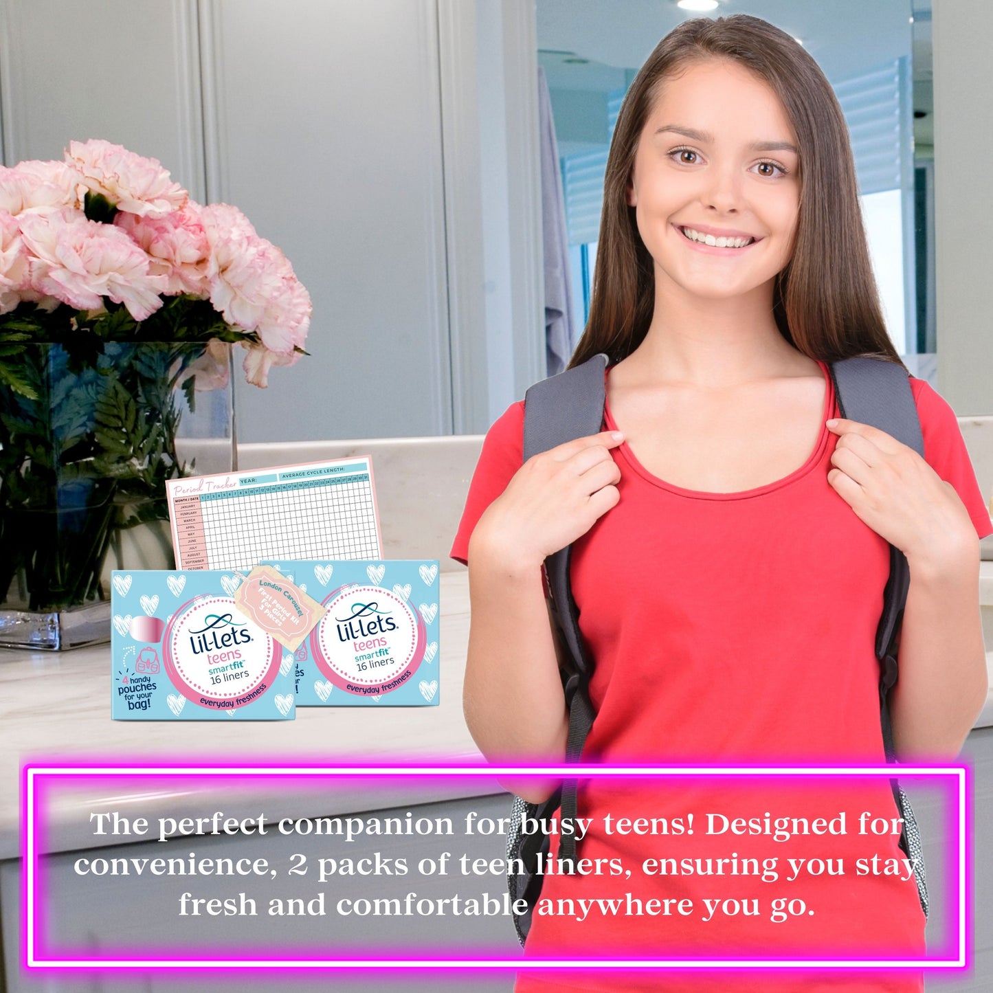 Teen Sanitary Liners Bundle with Lil Lets Panty Liners x2 and London Carousel Period Tracker