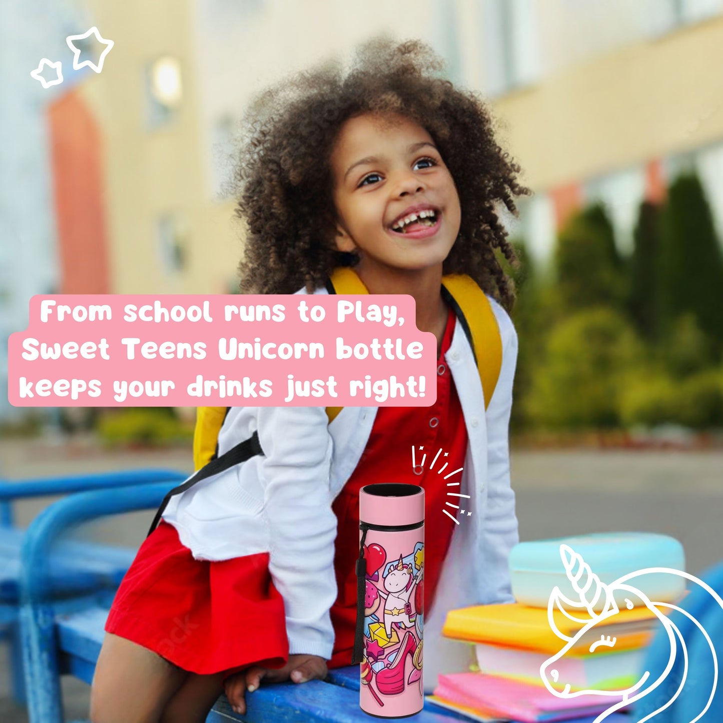 Magical Unicorn 450ml Thermal Bottle with Digital Thermometer