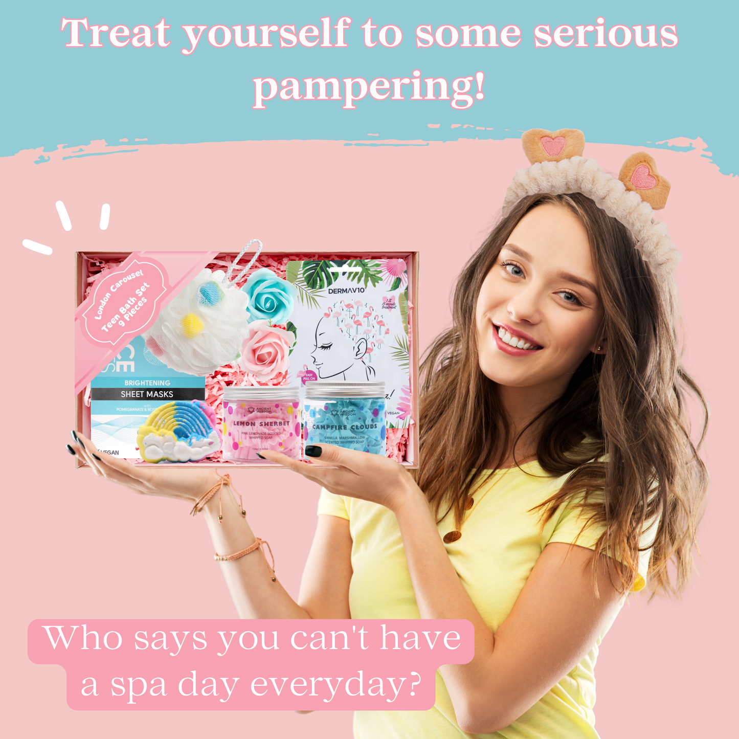 Ultimate Bath Set Bundle for Teenage Girls | Hair Mask, Face Mask, Whipped Soap, Bath Bomb & More