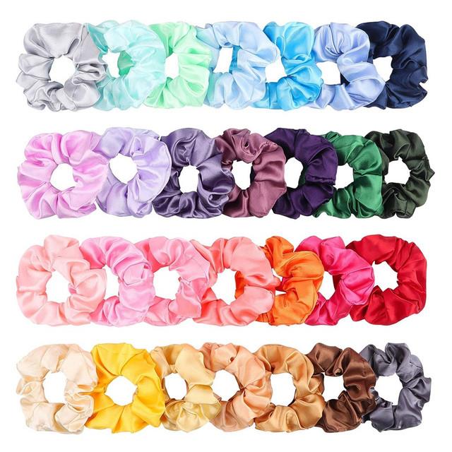 London Carousel Soft Silk Scrunchies for Women 3 Pack | Satin Ponytail Holder | Hair Ties for All Hair Types (Random Colour)