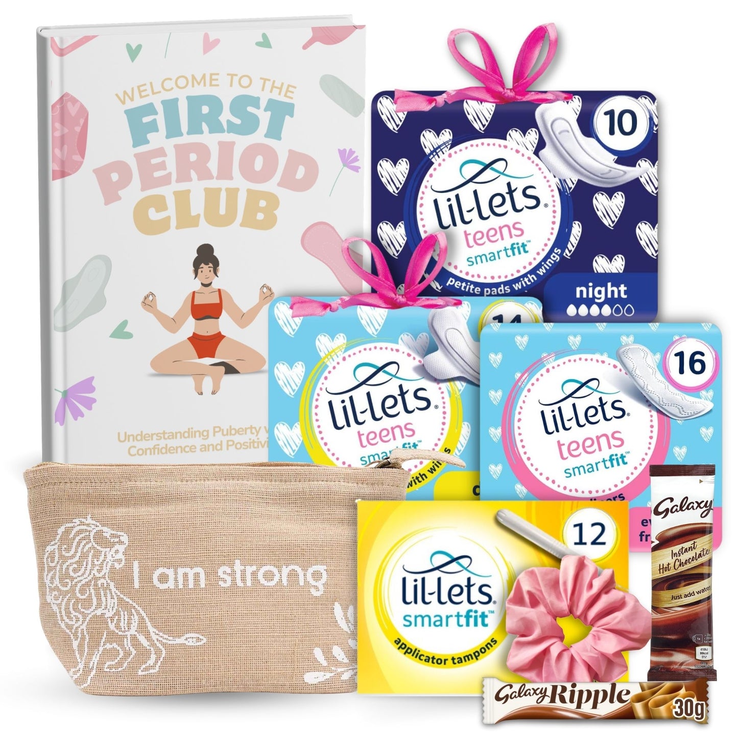 First Period Kit for Girls – First Period Club Book, Lil-Lets Teen Pads, Tampons & Sweet Treats