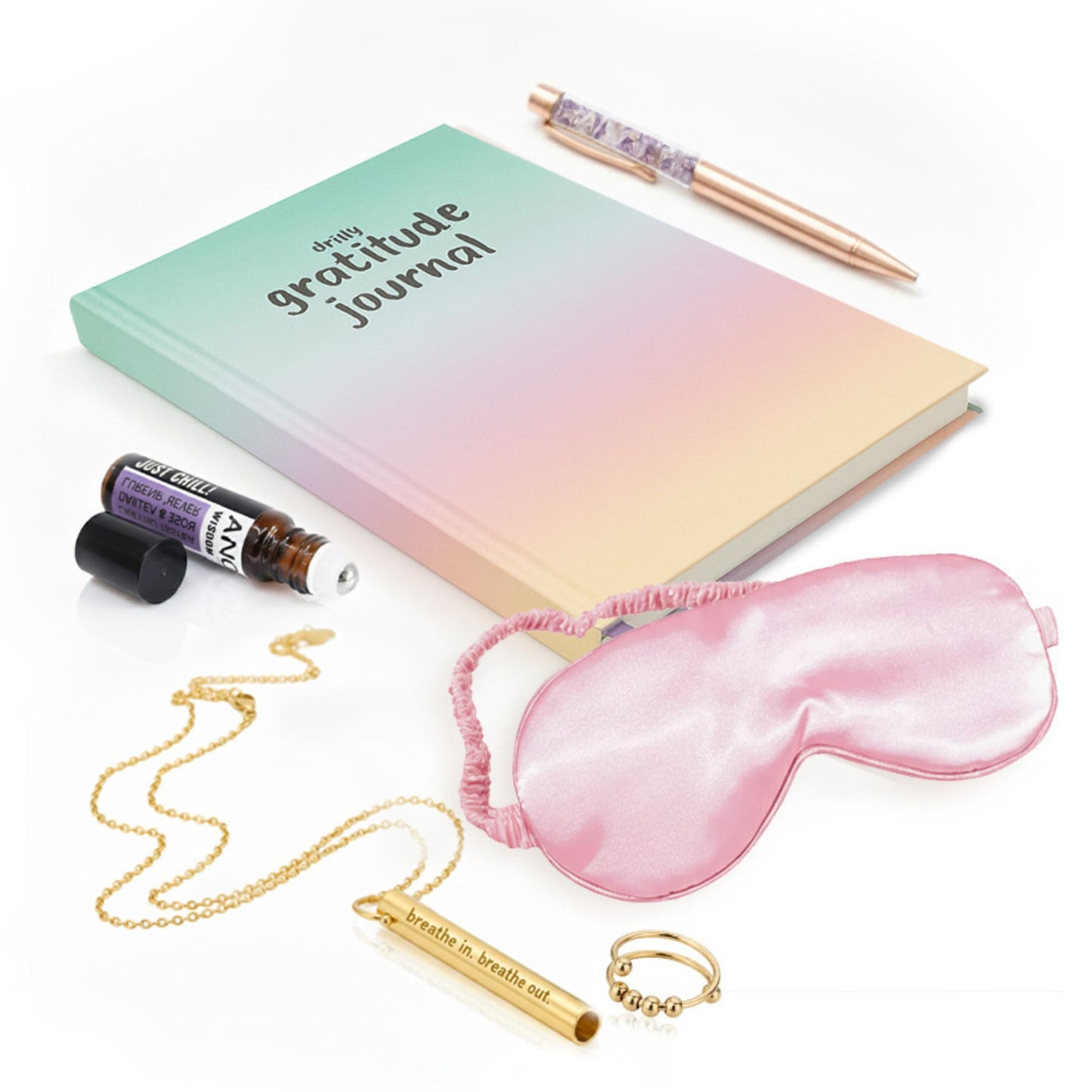 Breath & Believe Mindfulness Gift Set for Teen Girls – Anxiety Relief Necklace, Fidget Ring, Journal & Sleep Mask