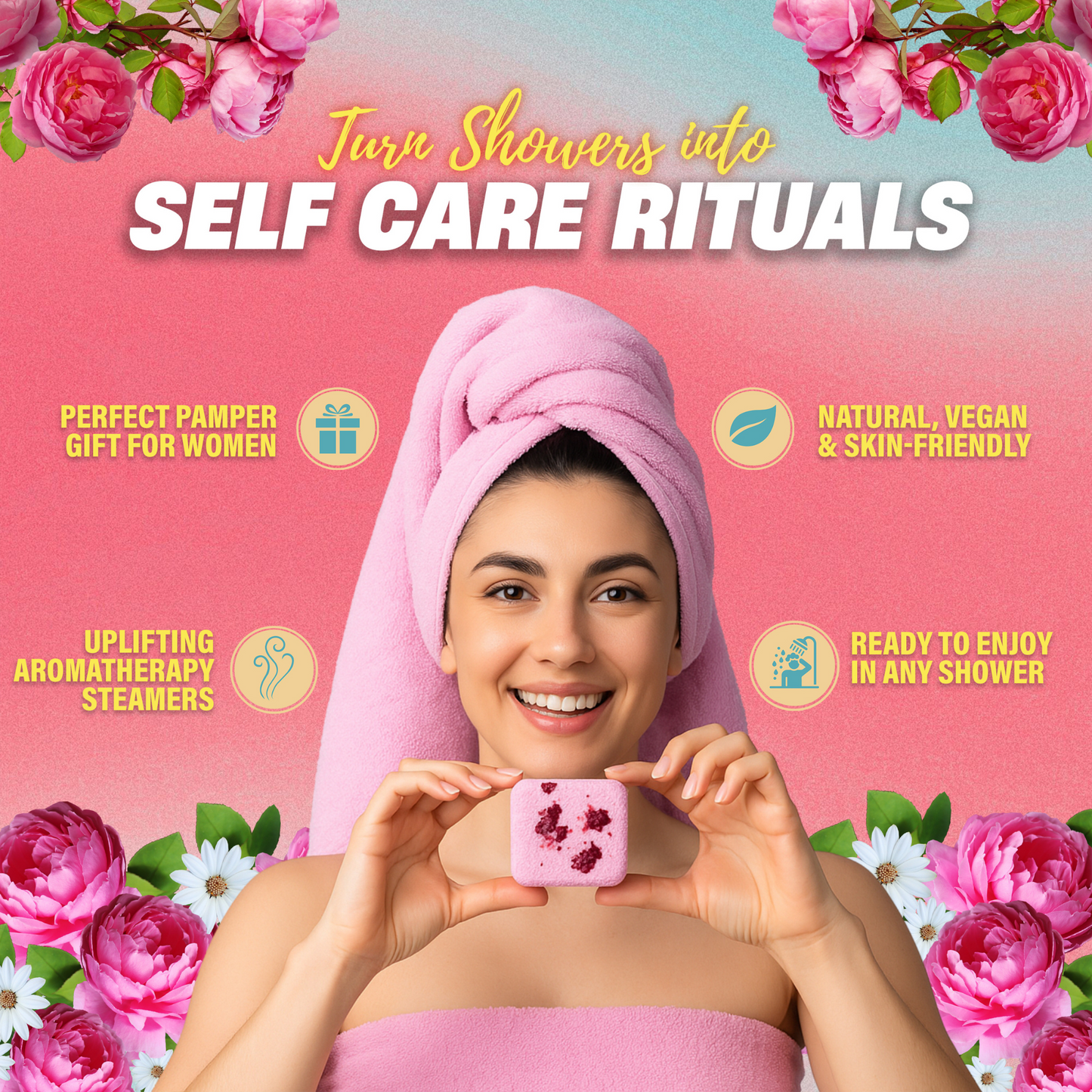 Grace in Bloom Shower Steamers | Rose Aromatherapy Shower Fizzers x 6