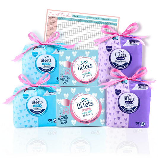 Lil-Lets Bundle featuring Smartfit panty liners, day pads, night pads, and Period Tracker for comprehensive period care.