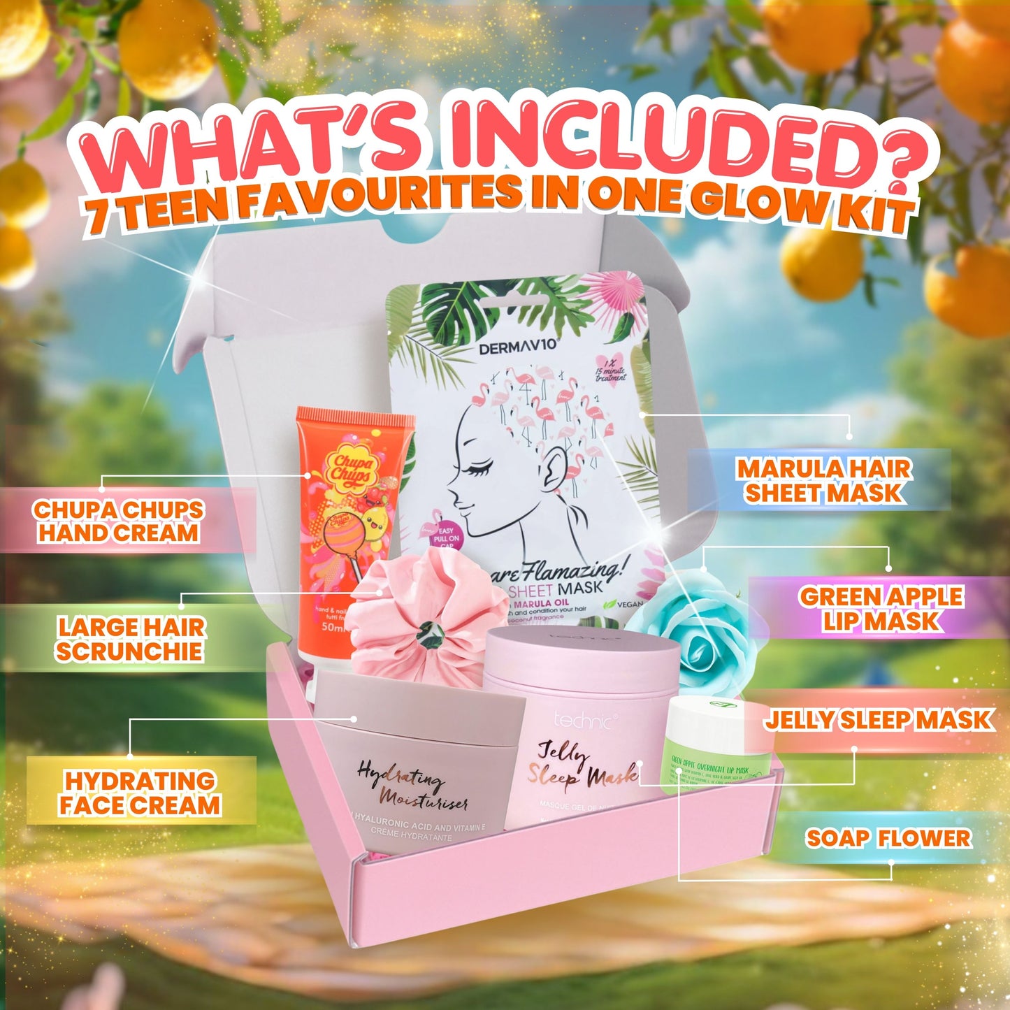 Teen Skincare Kit – Self Care Gift Set with Masks, Hand Cream & Scrunchie