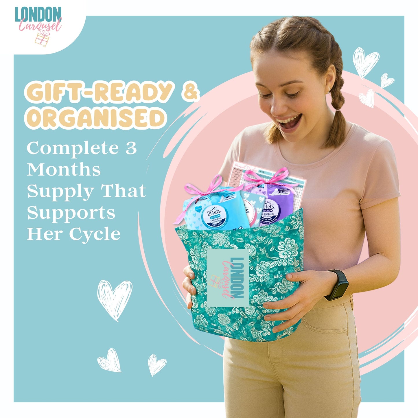 Teen Sanitary Towels Bundle with Lil-Lets Pads, Night Pads, Liners & Period Tracker