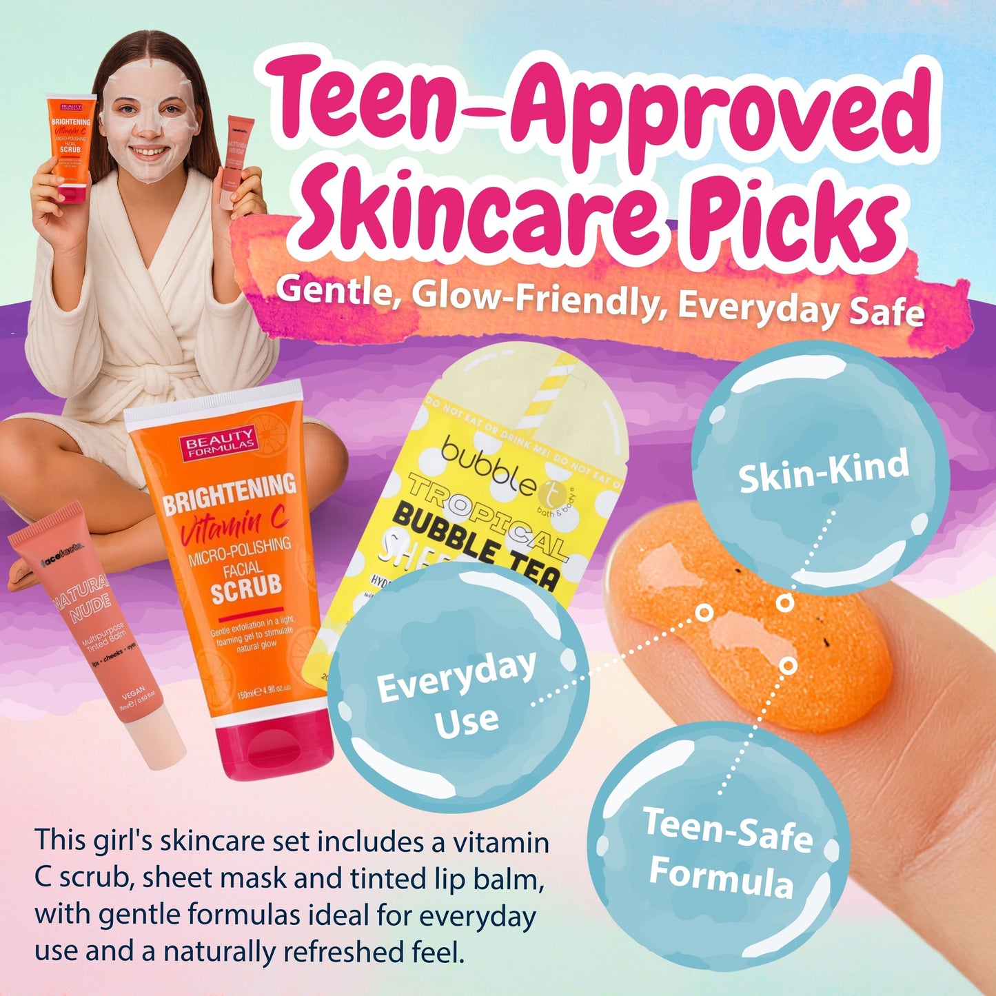 Girls Pamper Set – Glow Up Skincare & Self Care Gift Bag with Essentials