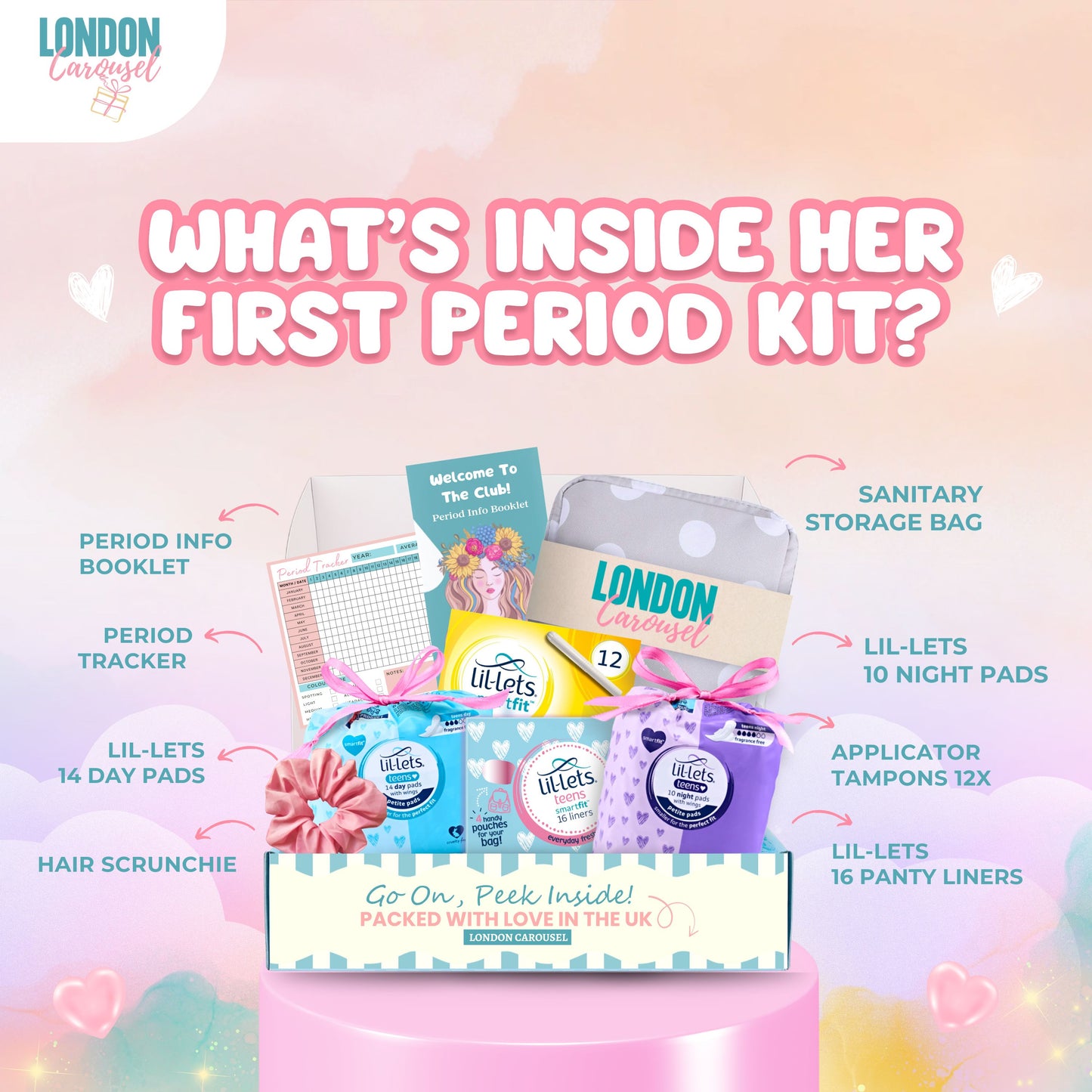 First Period Kit for Girls - Emergency Kit Bag with Sanitary Products