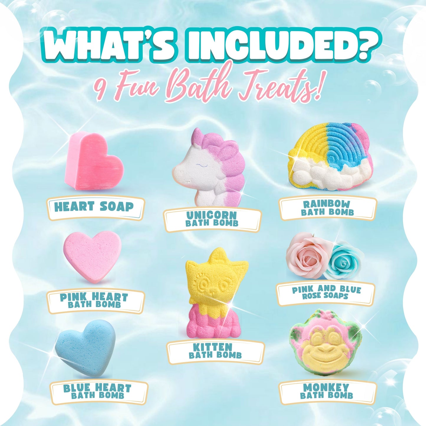 London Carousel Kids Bath Bomb Gift Set – Unicorn, Rainbow & Animal Shapes with Mini Soaps, Fun Bath Time Present for Girls & Boys