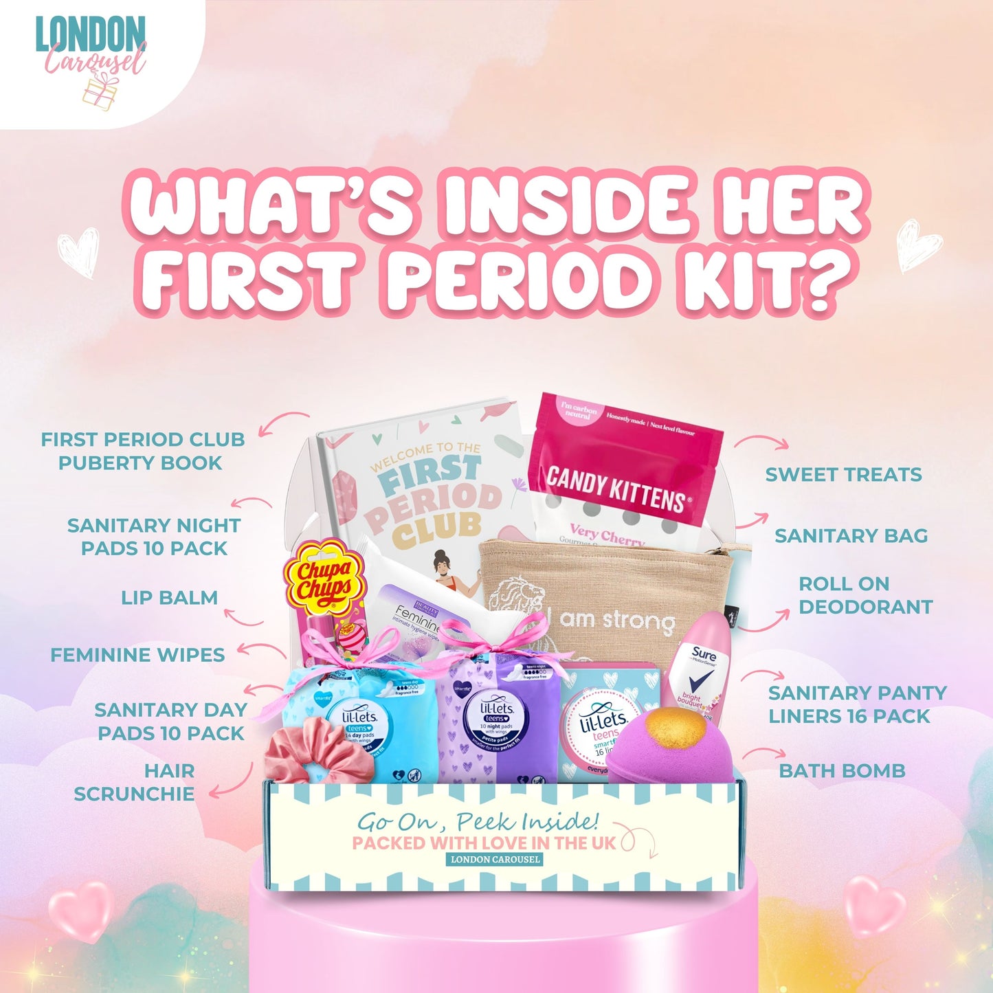First Period Kit for Girls - Lux Edition with First Period Club Puberty Book for Girls