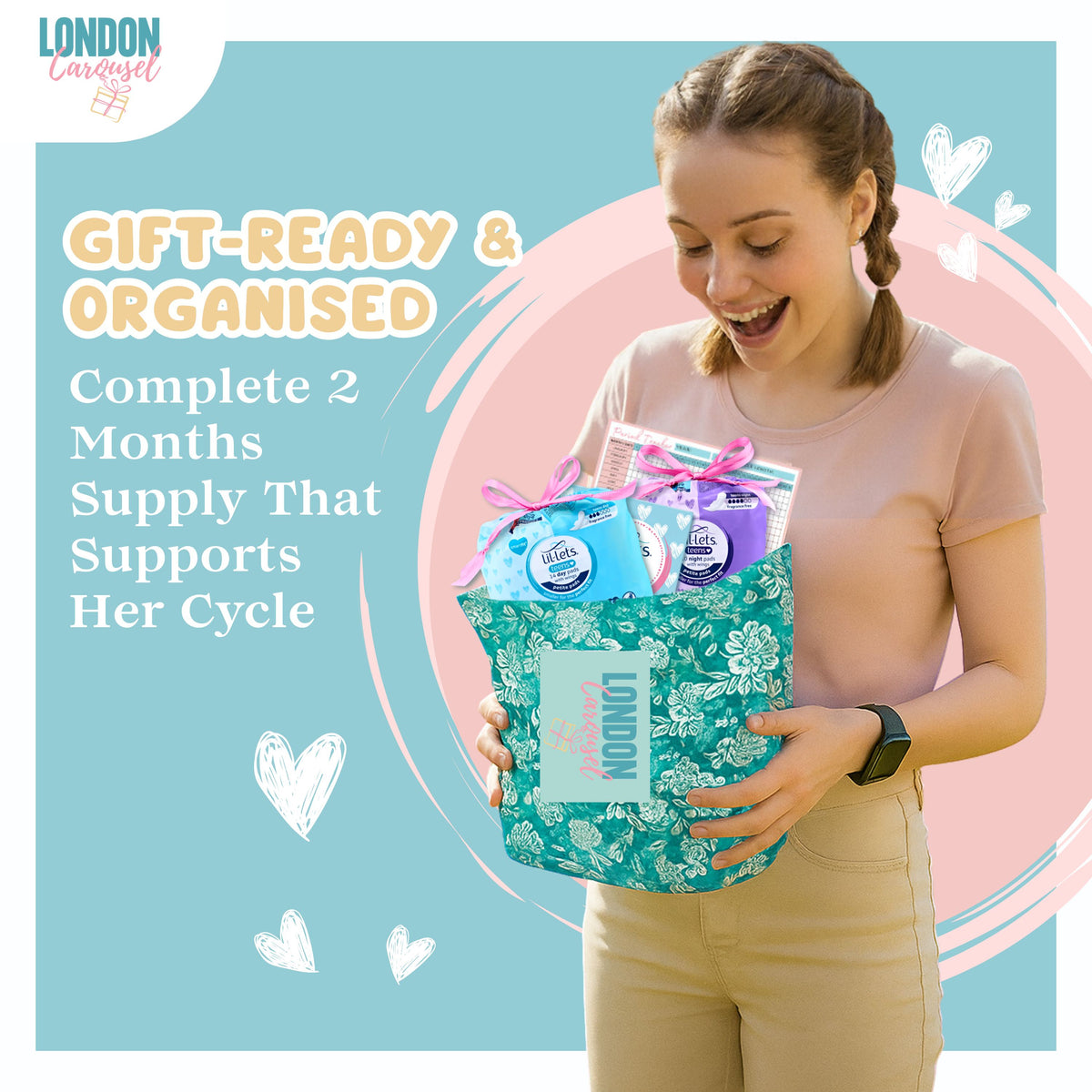 Teen Sanitary Towels Bundle with Lil-Lets Teen Pads, Night Time Pads, Liners & Period Tracker
