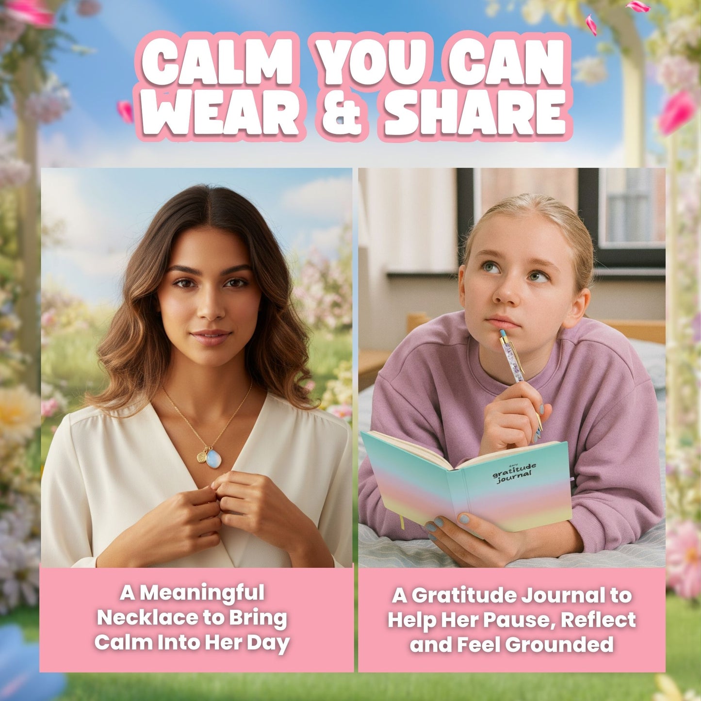 Manifestation and Mindfulness Gift Set for Women – Gratitude Journal, Opalite Necklace, Sleep Mask and Self Care Wellness Kit