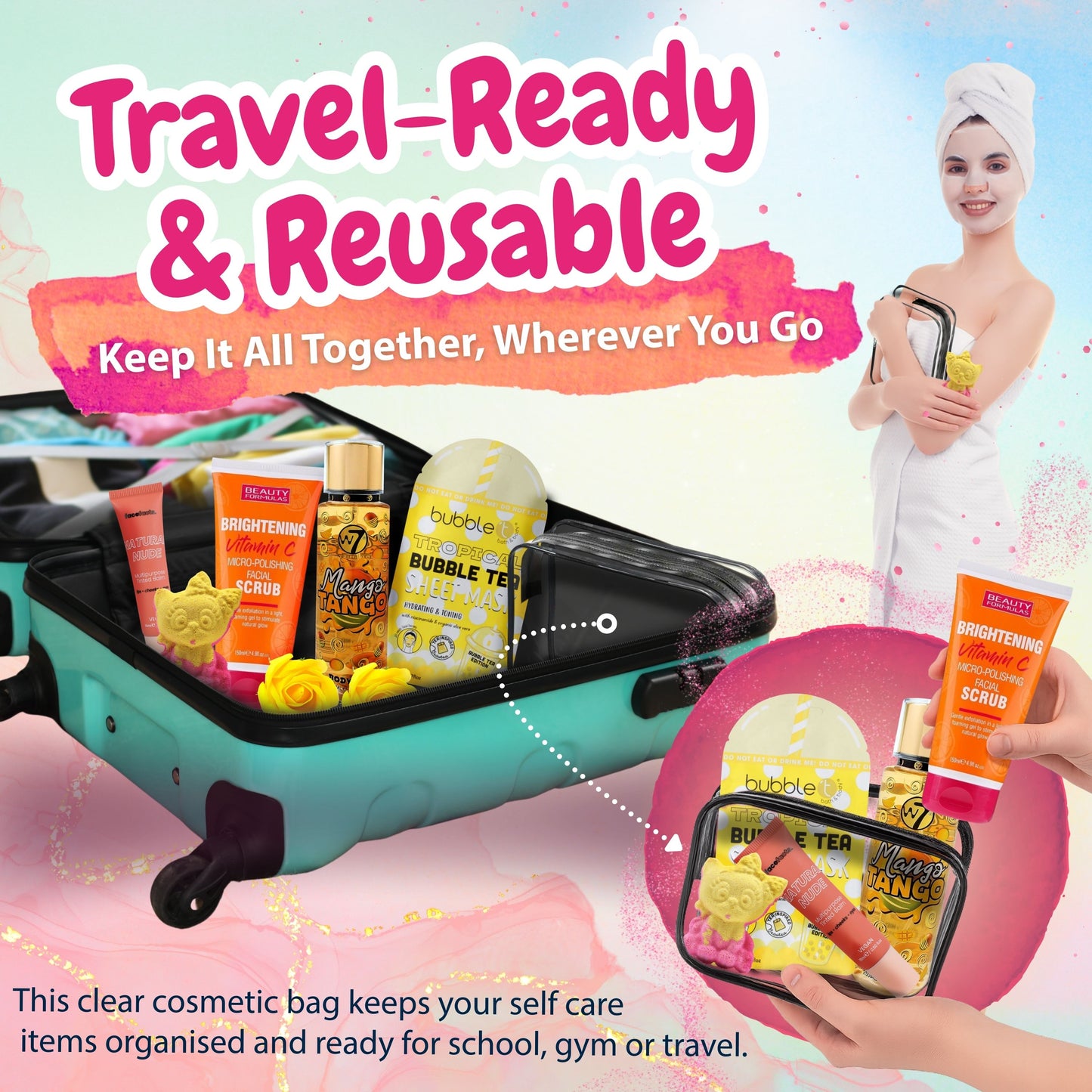 Girls Pamper Set – Glow Up Skincare & Self Care Gift Bag with Essentials