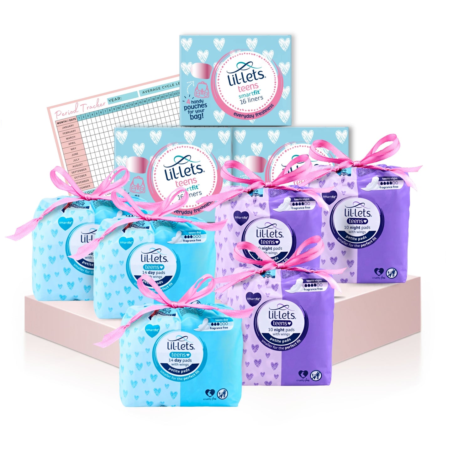 Teen Sanitary Towels Bundle with Lil-Lets Pads, Night Pads, Liners & Period Tracker