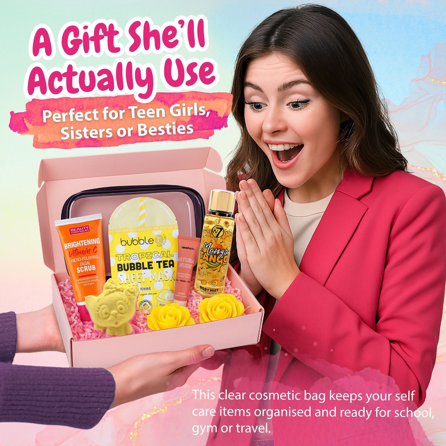 Girls Pamper Set – Glow Up Skincare & Self Care Gift Bag with Essentials