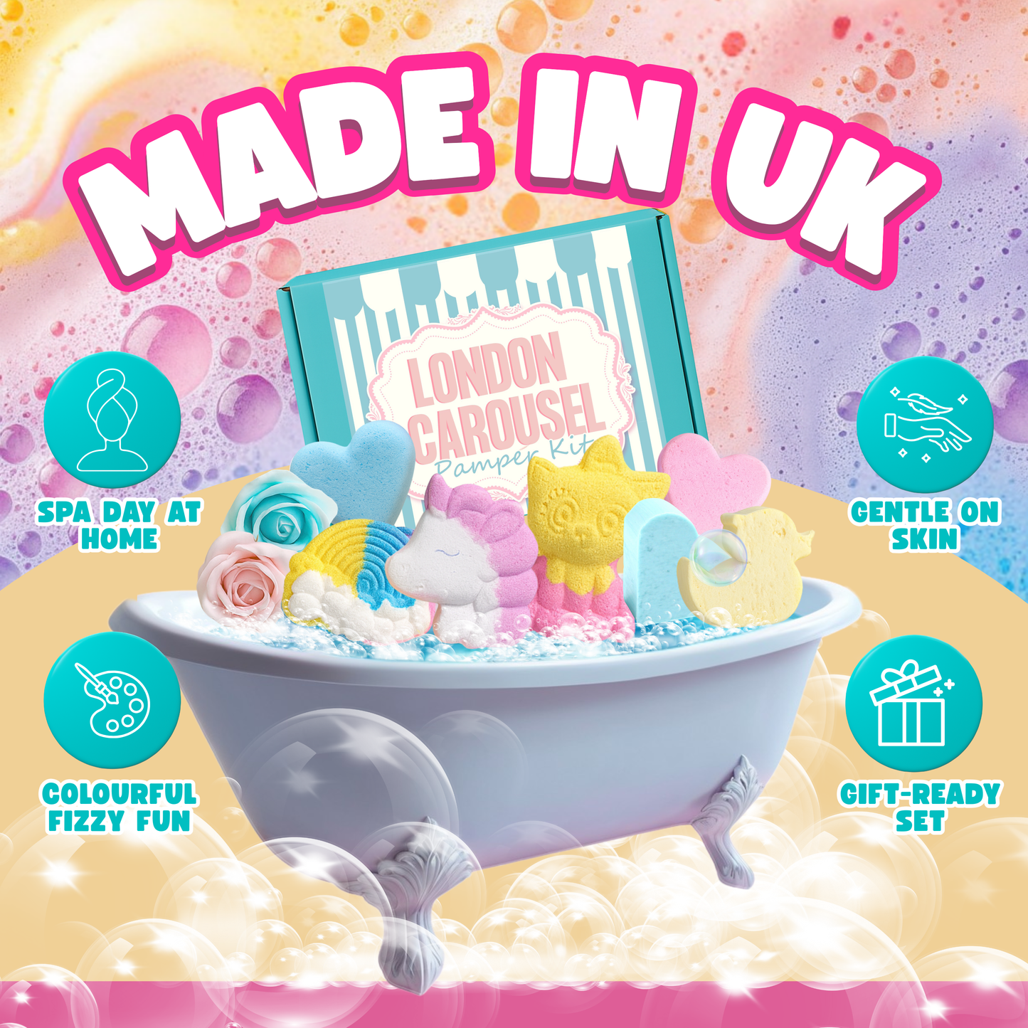 Whimsical Bath Bombs & Soaps Bundle for Kids | Unicorn, Rainbow, Kitten & More