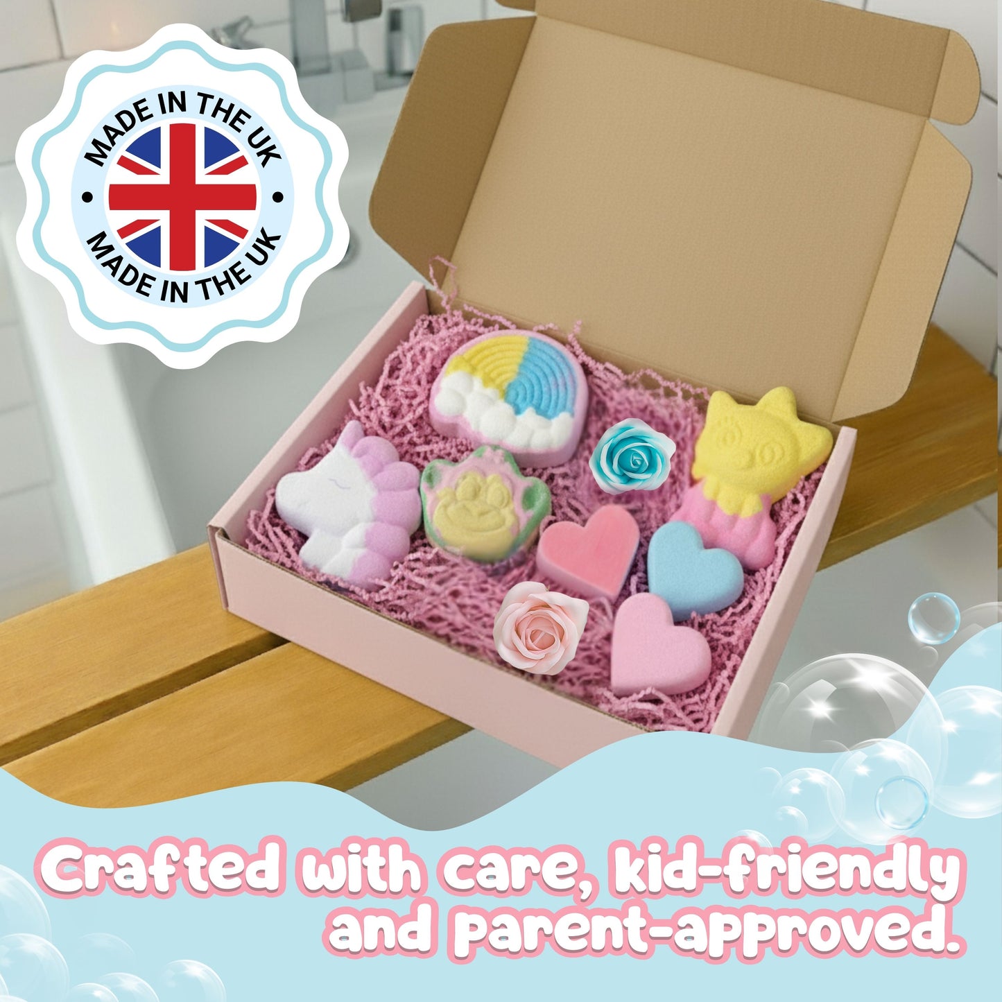 London Carousel Kids Bath Bomb Gift Set – Unicorn, Rainbow & Animal Shapes with Mini Soaps, Fun Bath Time Present for Girls & Boys