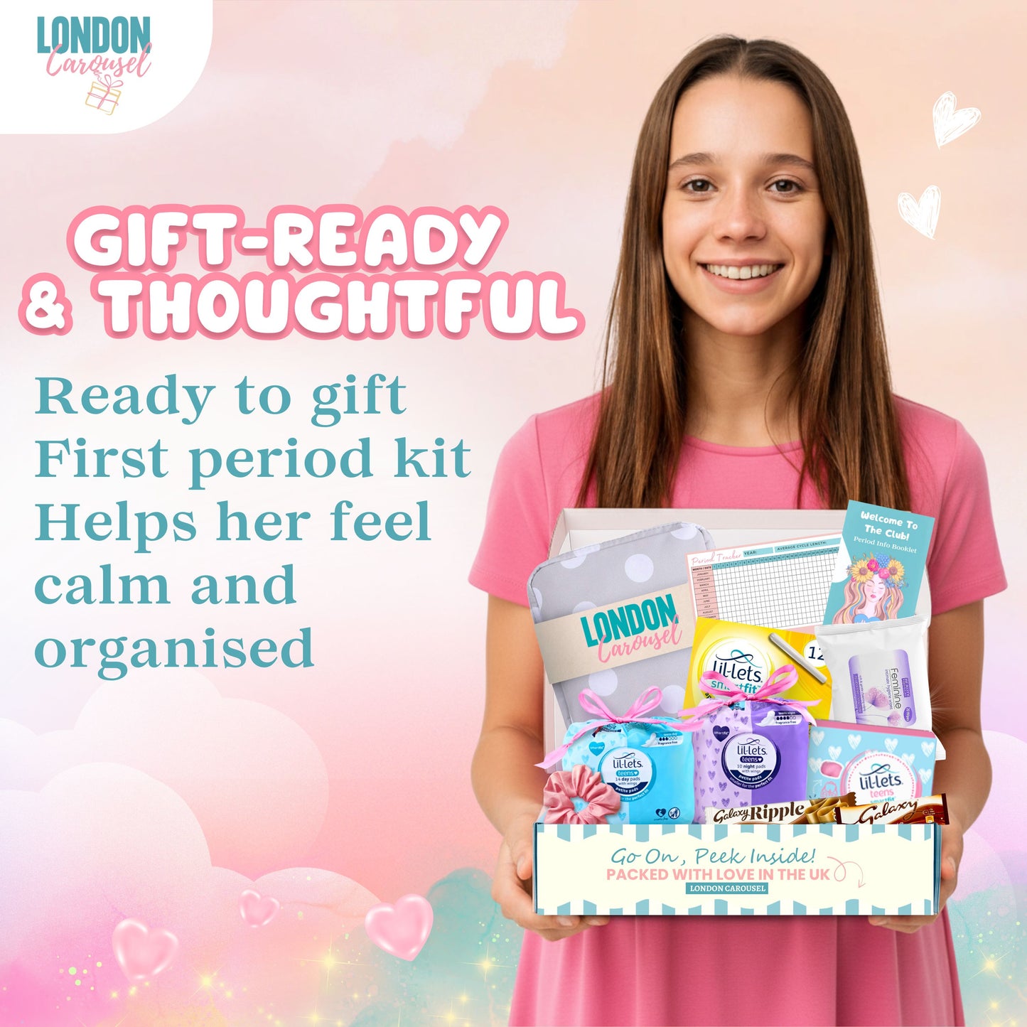 First Period Kit for Girls | Teen Sanitary Pads, Tampons, Storage Bag & More