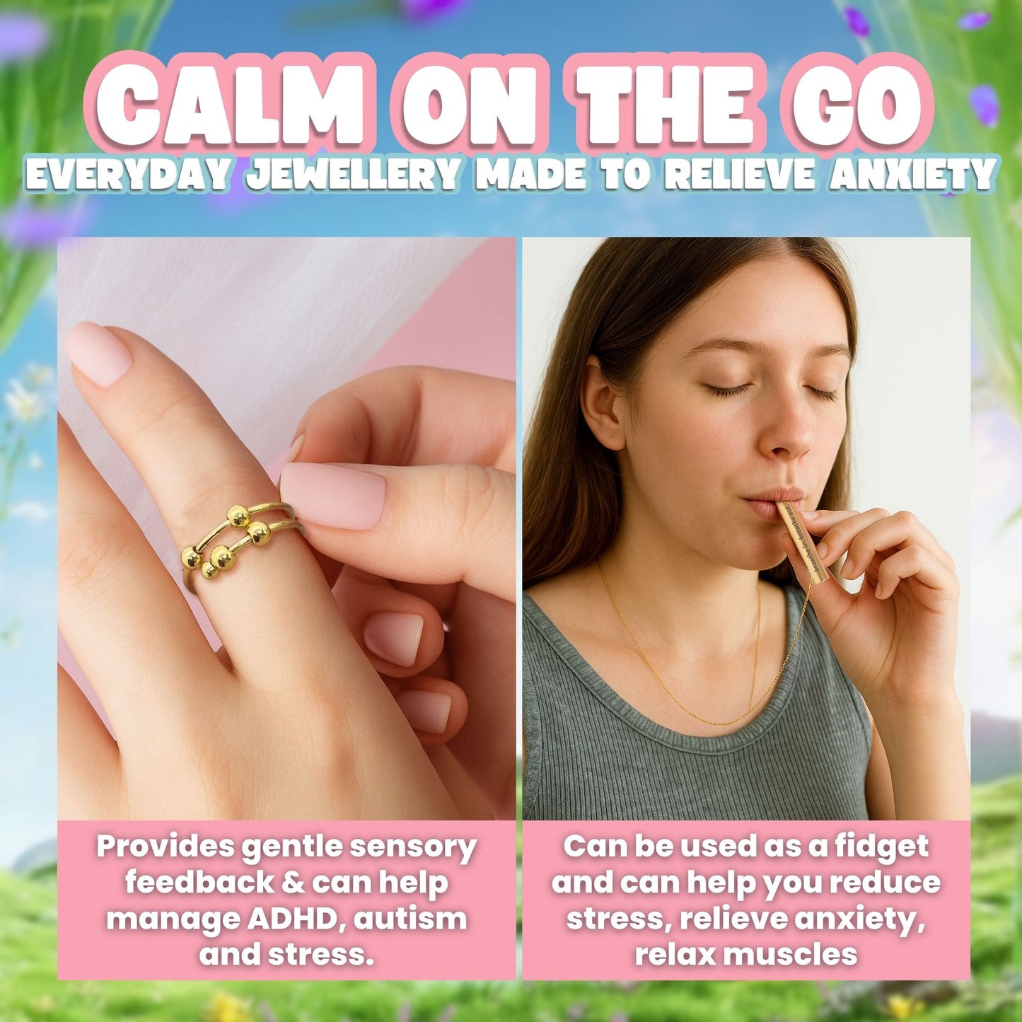 Breath & Believe Mindfulness Gift Set for Teen Girls – Anxiety Relief Necklace, Fidget Ring, Journal & Sleep Mask