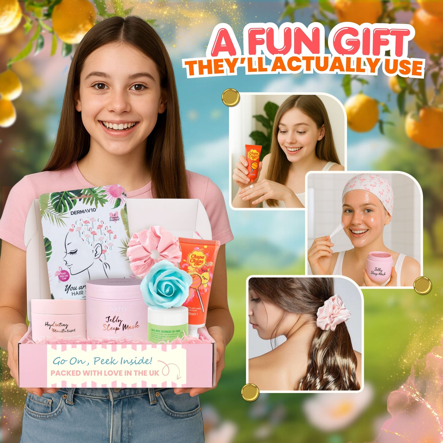 Teen Skincare Kit – Self Care Gift Set with Masks, Hand Cream & Scrunchie