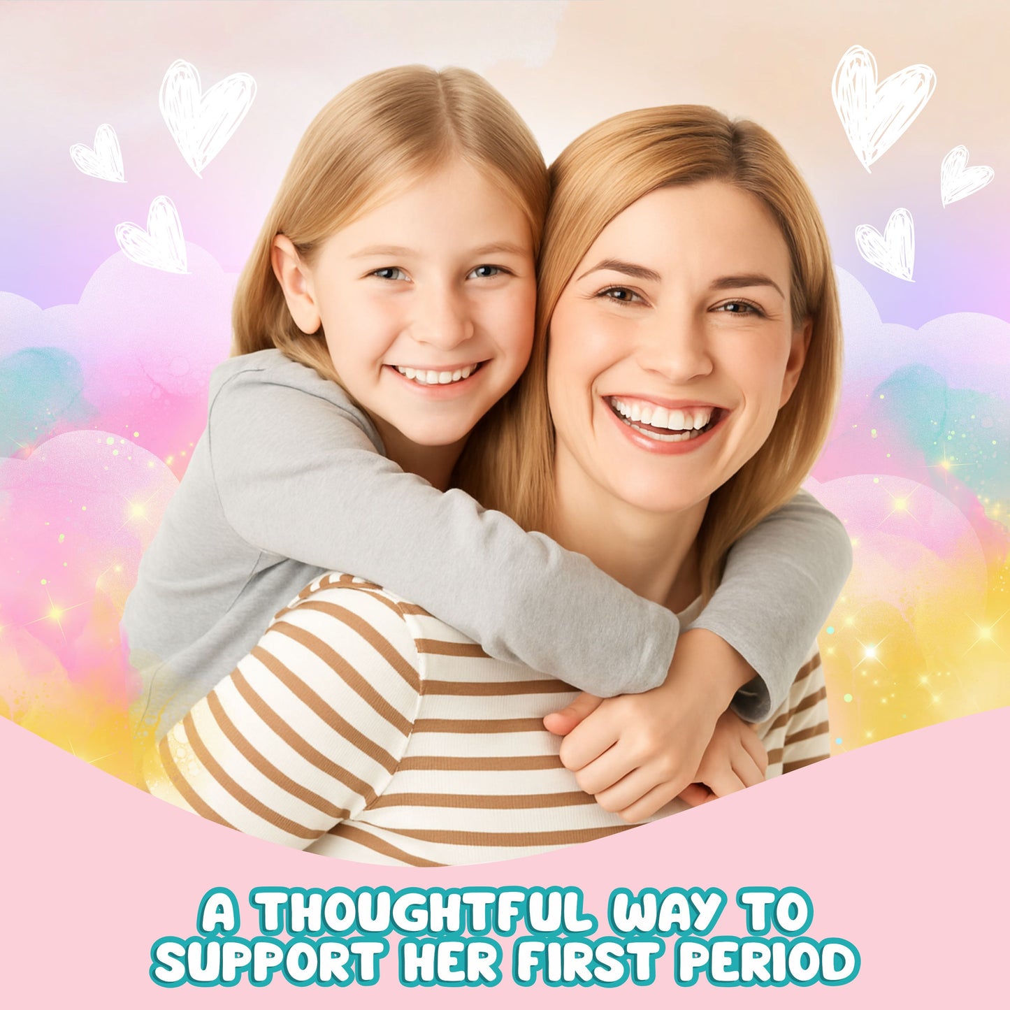 First Period Kit for Girls - Pamper Hamper with Heating Pad, Self-Care & Tracker