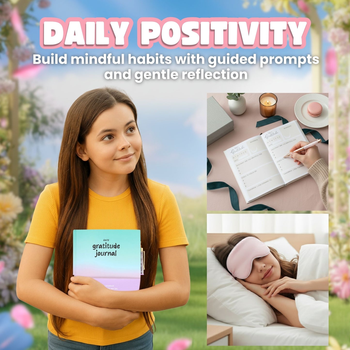 Manifestation and Mindfulness Gift Set for Women – Gratitude Journal, Opalite Necklace, Sleep Mask and Self Care Wellness Kit