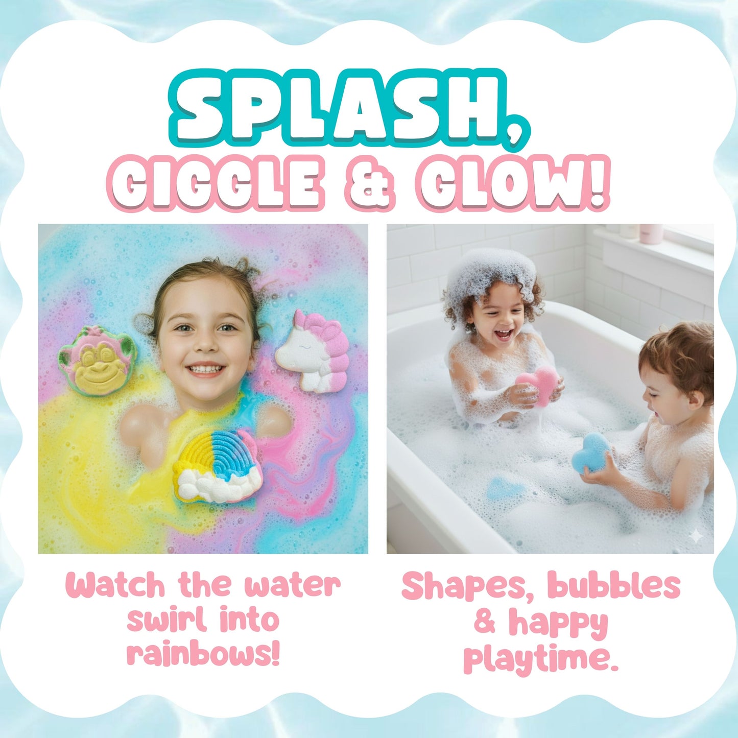 London Carousel Kids Bath Bomb Gift Set – Unicorn, Rainbow & Animal Shapes with Mini Soaps, Fun Bath Time Present for Girls & Boys