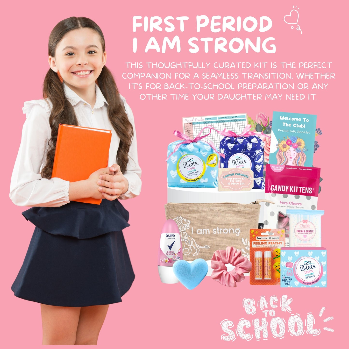 First Period Kit for Girls - Teen Pads, Liners, Self-Care, and Period Tracker