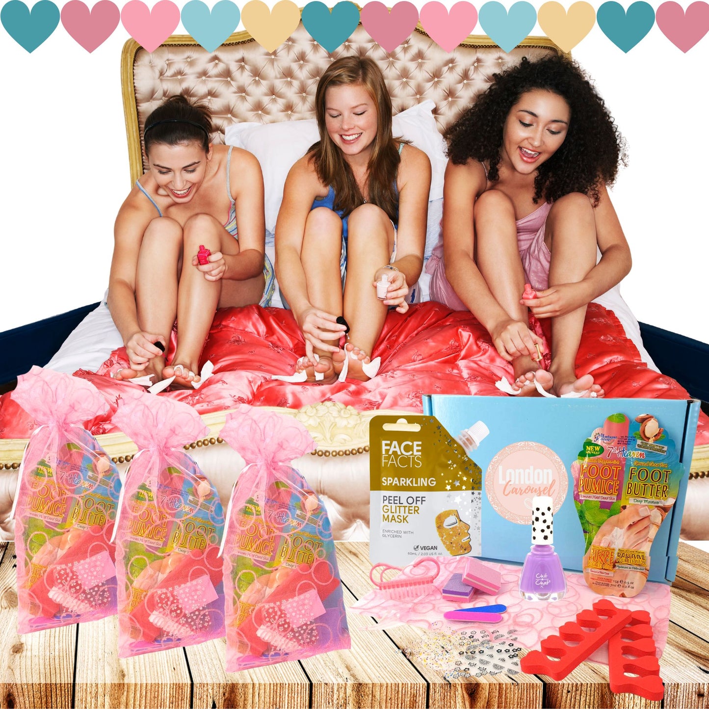 Girls' Foot Pamper Kit Bundle | 7th Heaven Masks, Nail Varnish & Pedicure Set (3x Each)