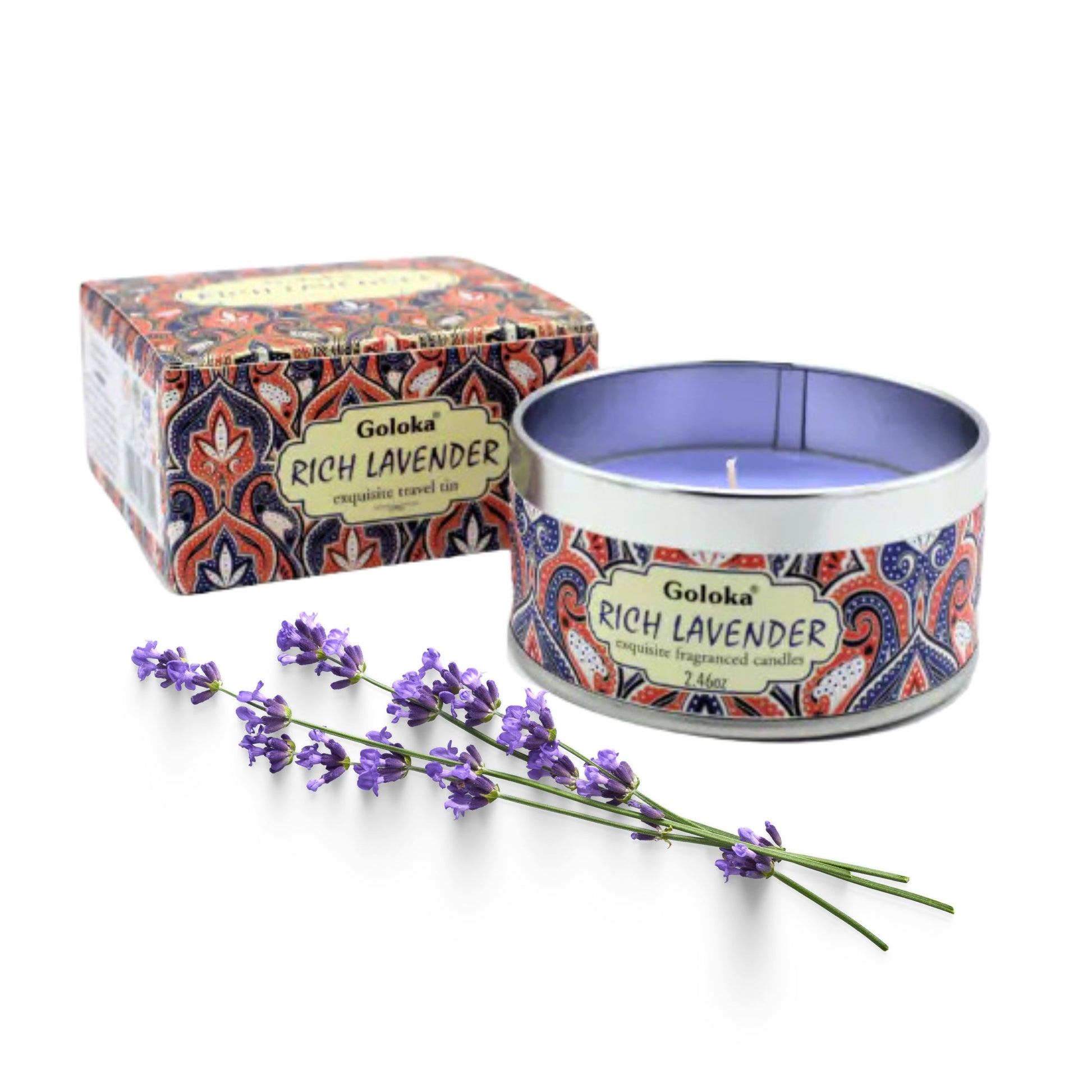 Certainly! Here's a concise SEO snippet tailored for your product:  **Meta Description (250 characters):** Experience tranquility with our Goloka Lavender Travel Tin Candle. Infused with natural lavender oils, it offers soothing aromatherapy for relaxation anywhere, making it an ideal gift or personal indulgence.