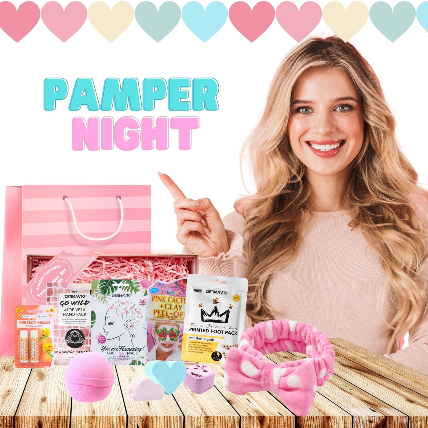 Pamper Set for Teenage Girls - Spa Headband, Bath Bombs, Shower Steamers & Masks