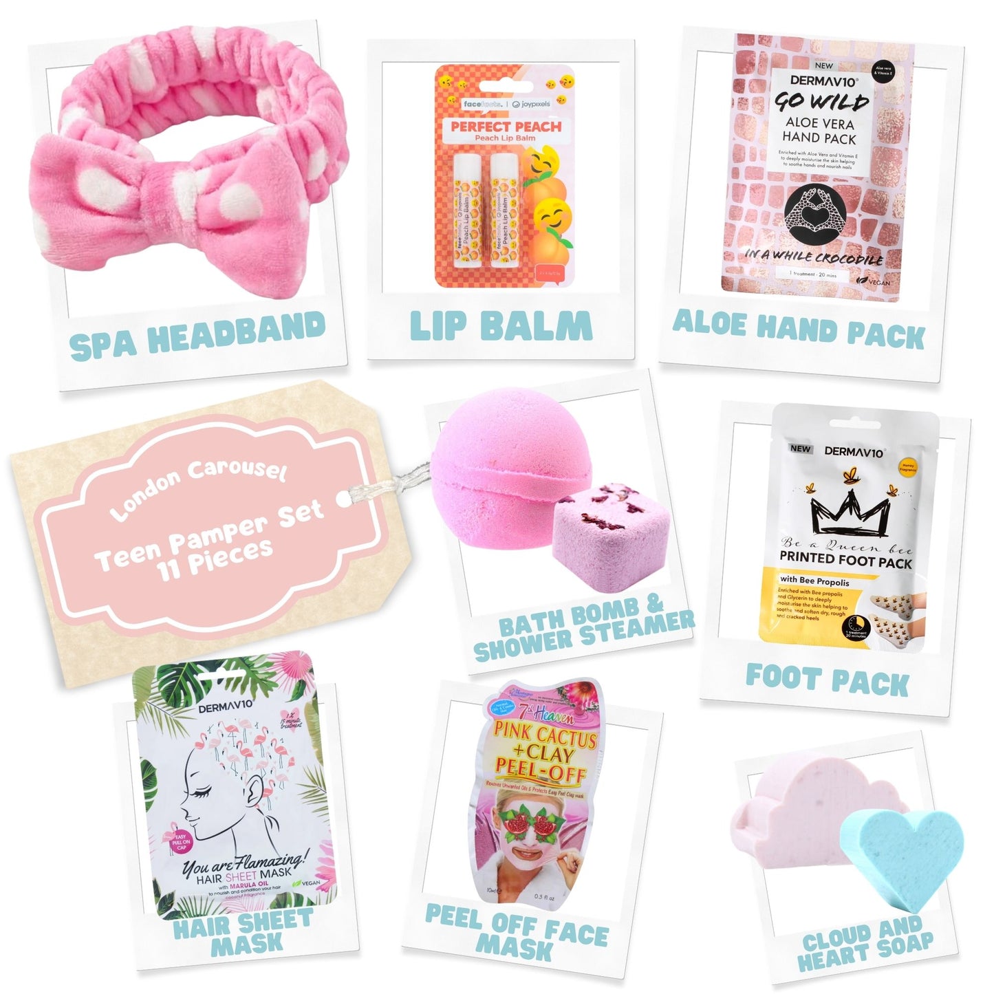 Pamper Set for Teenage Girls - Spa Headband, Bath Bombs, Shower Steamers & Masks