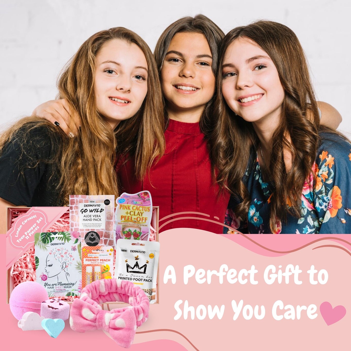 Pamper Set for Teenage Girls - Spa Headband, Bath Bombs, Shower Steamers & Masks