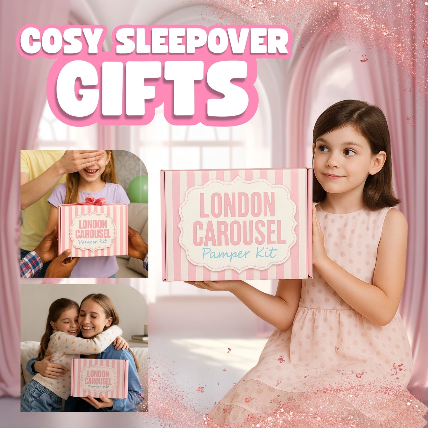 Girls Pamper Set - Spa Headband, Bath Bomb, Cozy Socks, Face Mask, Hair Scrunchie & Sweets