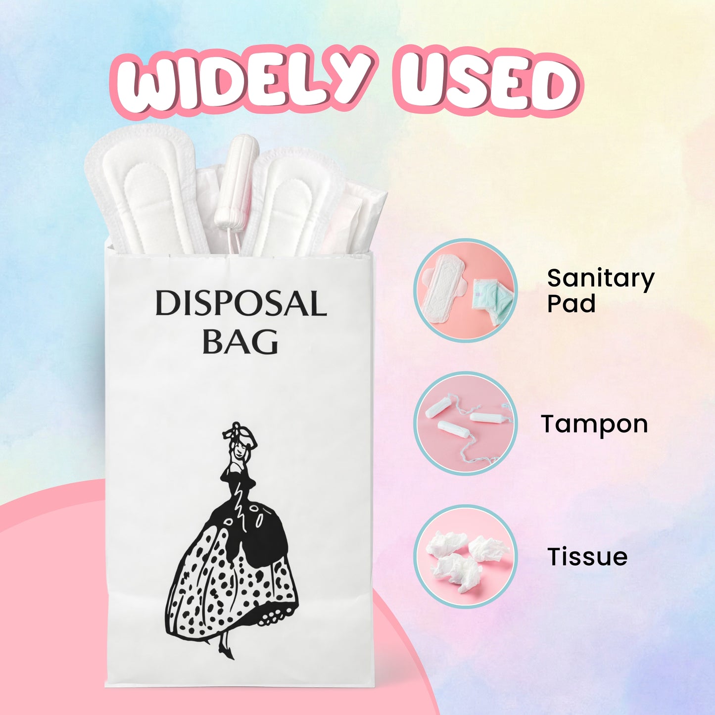 Sanitary Disposal Bags 100 Pack – For Pads, Tampons & Nappies