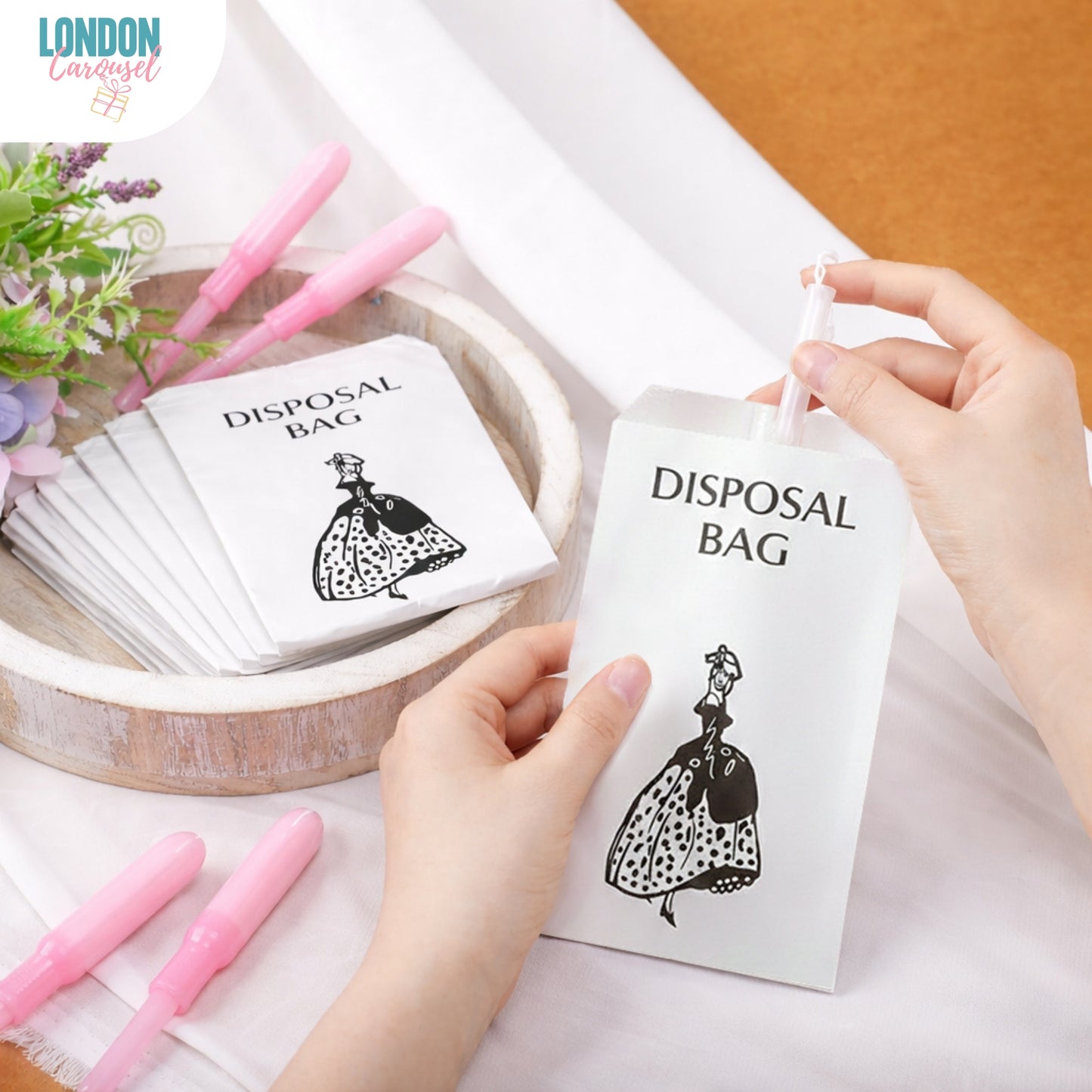 Sanitary Disposal Bags 100 Pack – For Pads, Tampons & Nappies