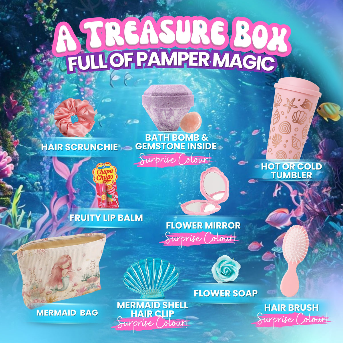 Christmas Gifts for Girls, Mermaid Pamper Set with Bath Bomb & Accessories